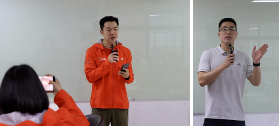 队员代表李梓和沙13队长黄源通上台分享 
