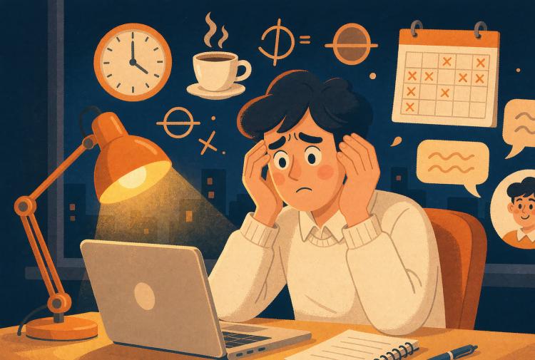 深夜备考的上班族